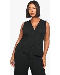 Boohoo - Plus Textured Button Through Sleeveless Top - Lyst
