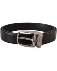 Dolce & Gabbana - Elegant Leather Belt With Metal Buckle - Lyst