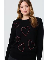 Izabel London - Heart Embellished Long Sleeve Jumper - Lyst