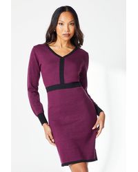 PRINCIPLES - Colourblock V Neck Mini Dress - Lyst