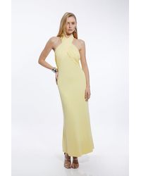 Karen Millen - Drapey Crepe Jersey Maxi Dress - Lyst