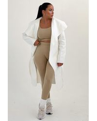 Femme Luxe - Waterfall Duster Belted Long Coat - Lyst