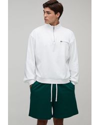 BoohooMAN - Oversized Boxy Quarter Zip Funnel Neck Loopback Sweatshirt And Short Set - Lyst