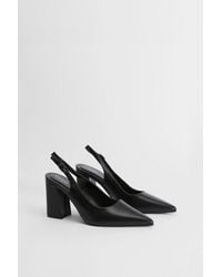 Oasis - Nicola Faux Patent Leather Slingback Pointed Court Shoes - Lyst