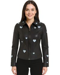 Infinity Leather - Hearts Biker Jacket - Lyst