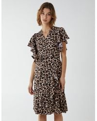 Blue Vanilla - Leopard Print Wrap Ruffle Dress - Lyst