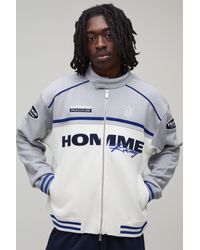 BoohooMAN - Boxy Fit Biker Neck Colour Block Moto Jersey Jacket - Lyst