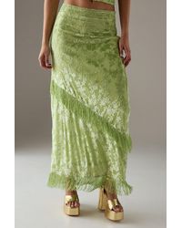 Warehouse - Devore Fringe Detail Midi Skirt - Lyst