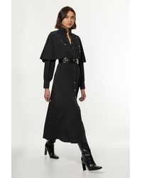 Karen Millen - Studded Crepe Cape Sleeve Woven Maxi Dress - Lyst