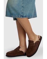 Boohoo - Faux Suede Fur Lined Closed Toe Clogs - Lyst