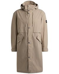 BOSS - Cataldo Hooded Solid Patterned Coat - Lyst