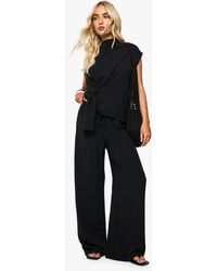Boohoo - Woven Drape Blouse & Trouser Co-Ord - Lyst