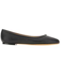 Chloé - Leder Ballerina Flats Mit Goldfarbenen Details - Lyst