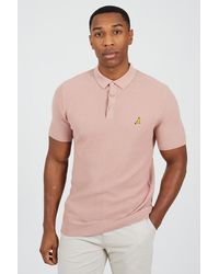 Brave Soul - Cotton Waffle Knit Embroidered Polo Shirt - Lyst