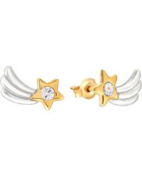 The Jewellery Stockroom - Sterling Two Tone Cz Shooting Star Stud Earrings - Lyst