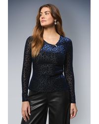 Wallis - Devore Jersey Bar Detail Top - Lyst