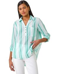 Roman - Stripe Collar V-Neck Shirt - Lyst