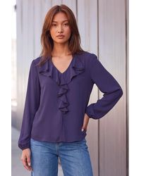 Roman - Ruffle Neck Blouse - Lyst