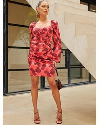 Chi Chi London - Long Sleeve Corset Style Floral Midi Dress - Lyst