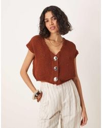 ASOS - Knitted Chunky Stitch V Neck Tank With Buttons - Lyst