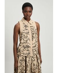 Karen Millen - Linen Matte Sequin Collared Top - Lyst
