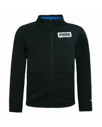 PUMA - Graphic Logo Long Sleeve Zip Up Black Track Jacket 853567 01 Cotton - Lyst