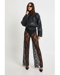 Boohoo - Lace Straight Leg Trouser - Lyst