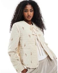 Vero Moda - Tie Front Quilted Jacket - Lyst