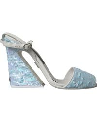 Dolce & Gabbana - Light Sequin Ankle Strap Sandals Shoes - Lyst