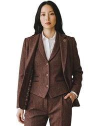 TruClothing - Rust Herringbone Wool Tweed Blazer Waistcoat 2 Piece Set - Lyst