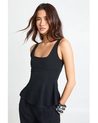 Boohoo - Scoop Neck Peplum Top - Lyst
