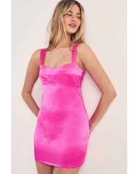 Nasty Gal - Metallic Satin Seam Detail Mini Dress - Lyst