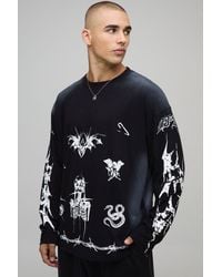 BoohooMAN - Oversized Boxy Doodle Spray Wash Faux Layer T-Shirt - Lyst