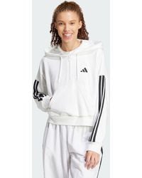 adidas Originals - Essentials 3-Stripes French Terry Quarter-Zip Hoodie - Lyst
