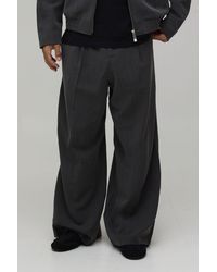 BoohooMAN - Herringbone Wide Fit Tailored Co-Ord Trousers - Lyst
