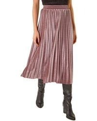 Roman - Velvet Pleated Midi Skirt - Lyst