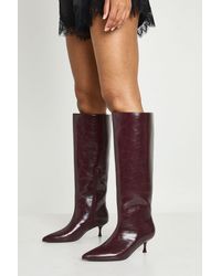 Boohoo - Low Stiletto Column Boots - Lyst