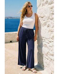 Roman - Curve Linen Mix Trousers - Lyst