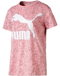 PUMA - Graphic Logo Short Sleeve Crew Neck Aop T-Shirt 595519 14 Cotton - Lyst