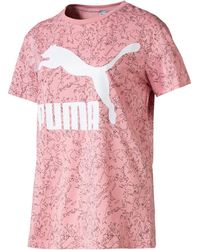 PUMA - Graphic Logo Short Sleeve Crew Neck Aop T-Shirt 595519 14 Cotton - Lyst