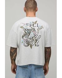 BoohooMAN - Oversized Boxy Heavyweight Floral Embroidered T-Shirt - Lyst