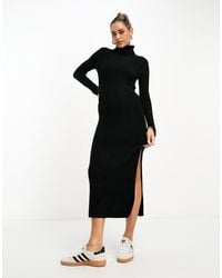 ASOS - Knitted Maxi Dress With High Neck And Side Split - Lyst