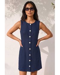 Roman - Petite Linen Panel Button Dress - Lyst