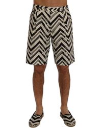 Dolce & Gabbana - Striped Cotton Linen Shorts - Lyst