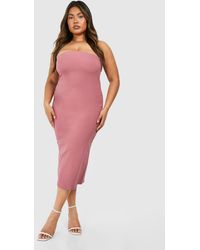 Boohoo - Plus Bandeau Bengaline Midi Dress - Lyst