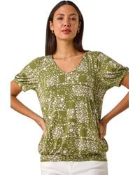 Roman - Floral Print Bubble Hem Top - Lyst