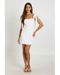 Boohoo - Tailored Sweetheart Neck Tie Shoulder Shift Dress - Lyst