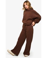 Boohoo - Tall Pintuck Detail Deep Waistband Wide Leg Jogger - Lyst