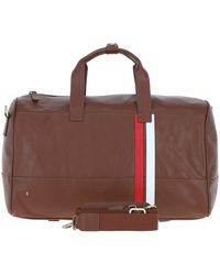 Gabicci - Real Leather Holdall With Striped Front Detail - Lyst