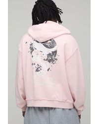 BoohooMAN - Tall Oversized Boxy Graphic Washed Zip Through Hoodie - Lyst